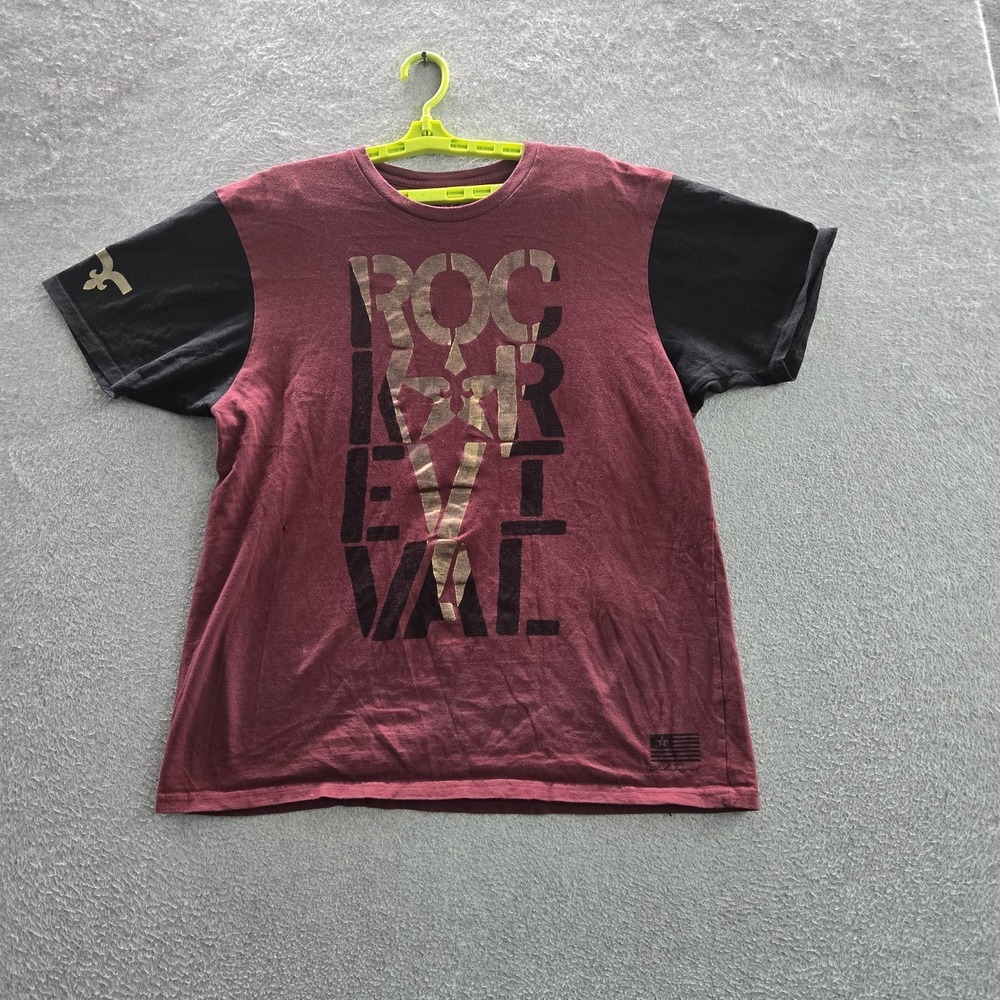 Rock Revival Men Shirt Large Red Colorblock Logo Graphic‎ Print Short Sleeve Tee